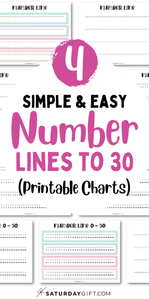 4 Simple ^& Easy Number Lines to 30 - Printable Charts | SaturdayGift