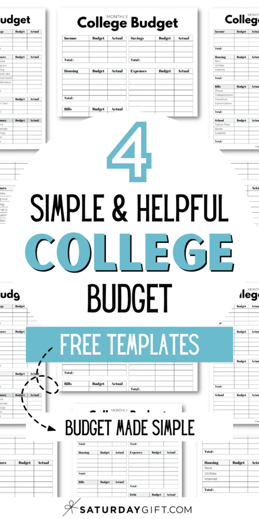 4 Simple & Helpful College Budget Free Printables | SaturdayGift