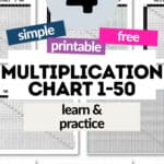 4 Simple Printable & Free Multiplication Chart 1 to 50 - Learn & Practice | SaturdayGift