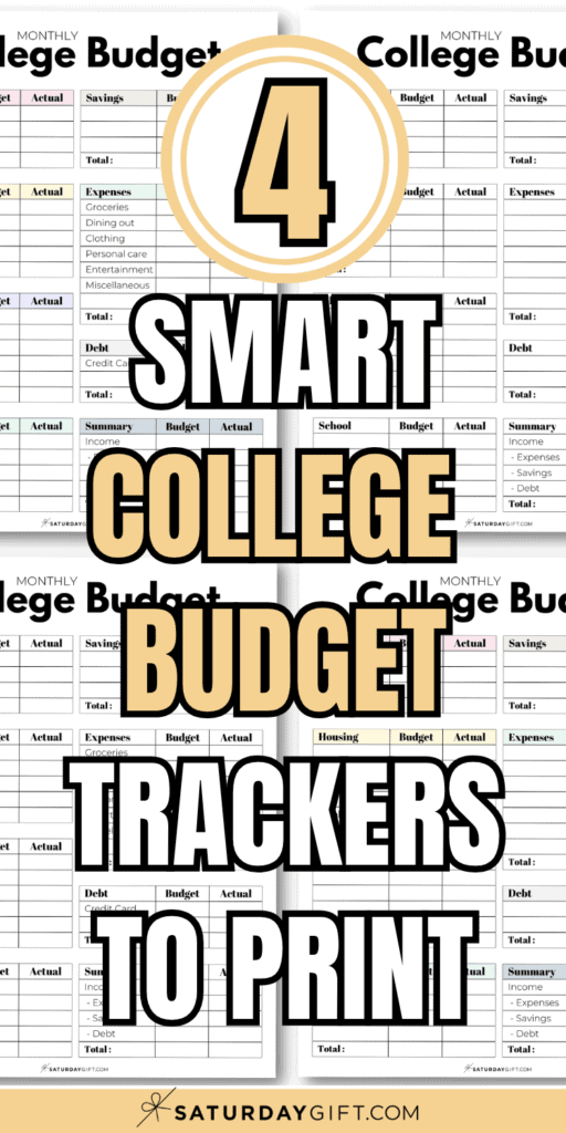 4 Smart College Budget Trackes to Print | SaturdayGift