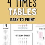 4 Times Tables - Easy to Print | SaturdayGift