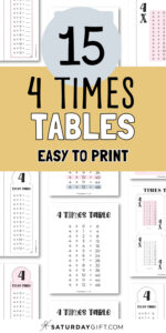 4 Times Table Chart - 15 Cute & Free Printables | SaturdayGift