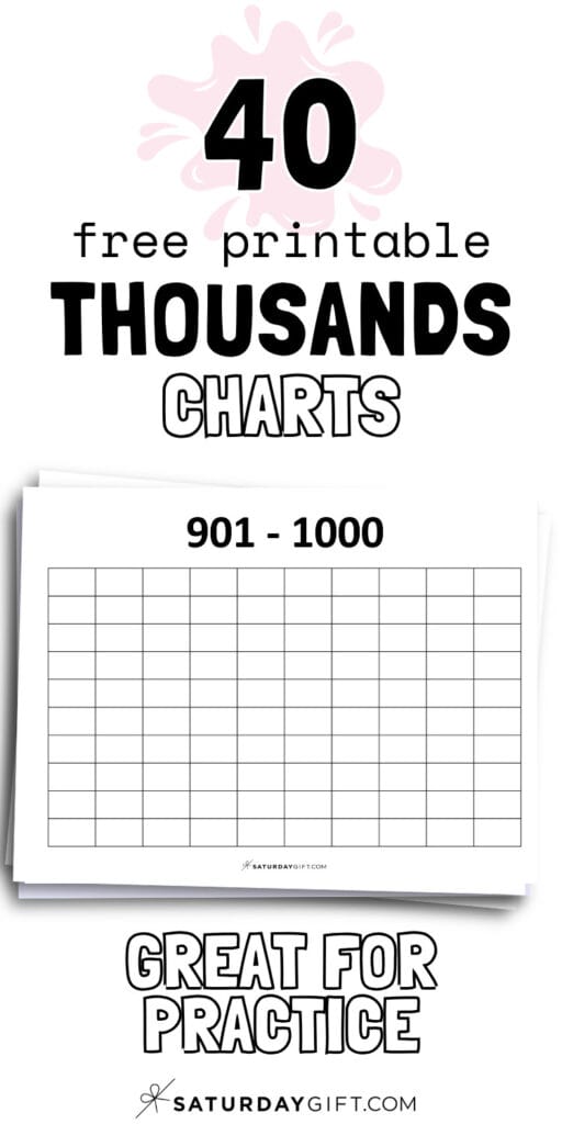 40 Free Printable Thousands Charts - Great for Practice | SaturdayGift