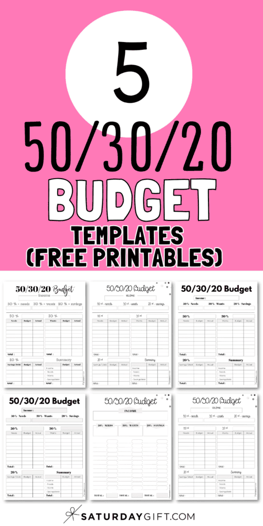 5 50_30_20 Budget Template Free Printables | SaturdayGift