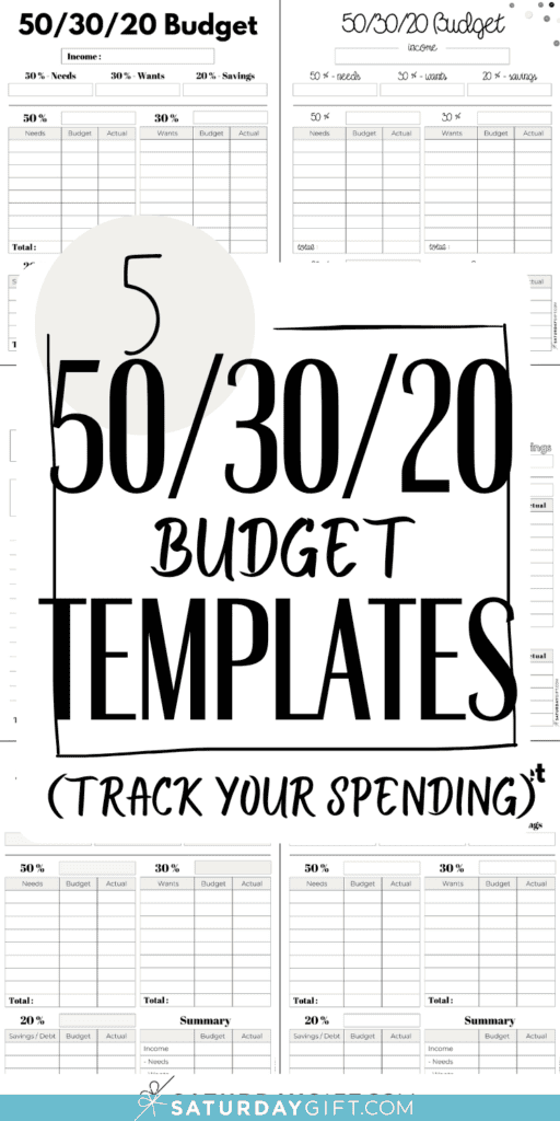 5 50_30_20 Budget Template PDFs | SaturdayGift