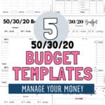 5 50_30_20 Budget Templates - Manage Your Money | SaturdayGift