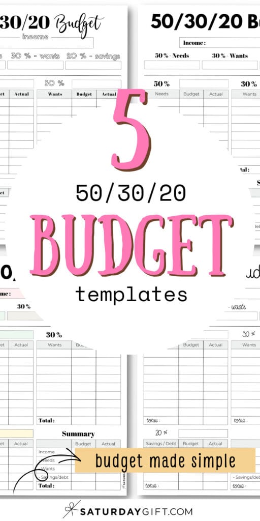5 Cute 50_30_20 Budget Templates | SaturdayGift