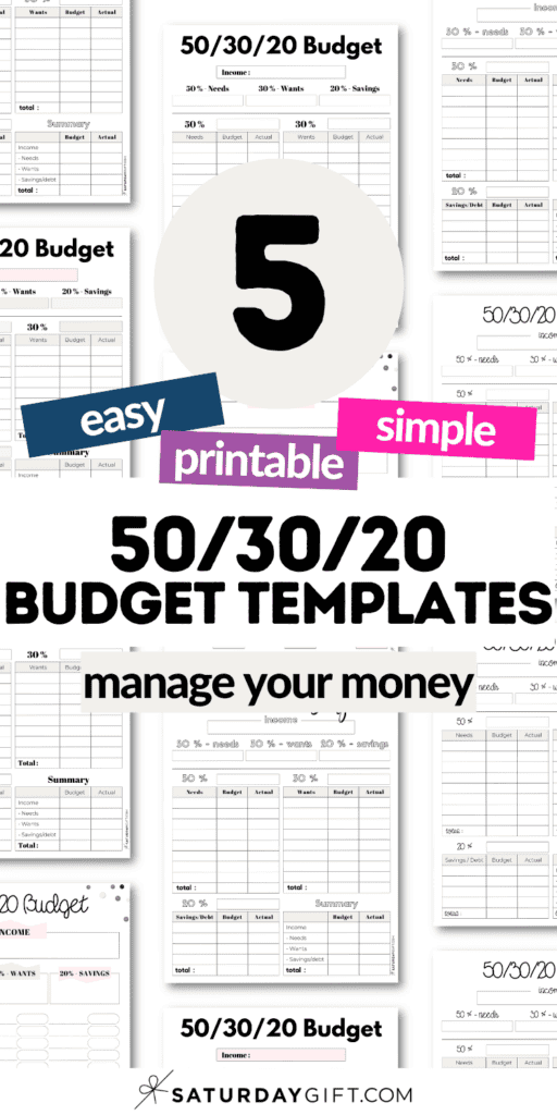 5 Easy and Printable 50_30_20 Budget Templates | SaturdayGift