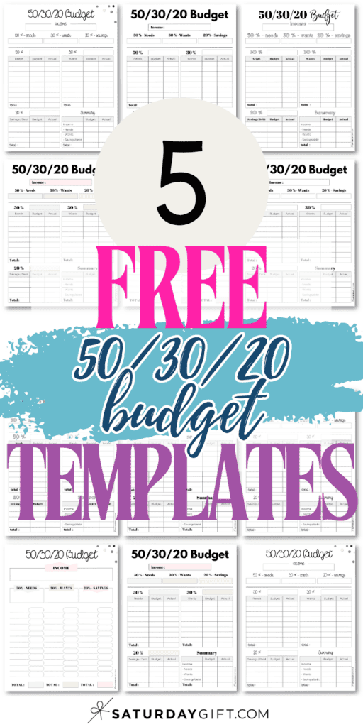5 Free 50_30_20 Budget Templates | SaturdayGift