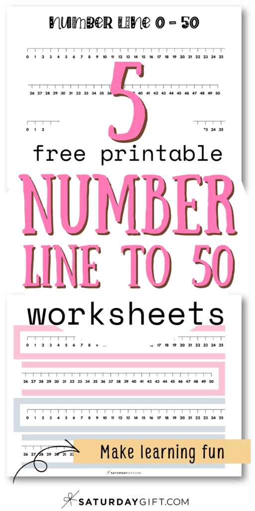 5 Free Printable Number Line to 50 Worksheets - Make Learning Fun | SaturdayGift
