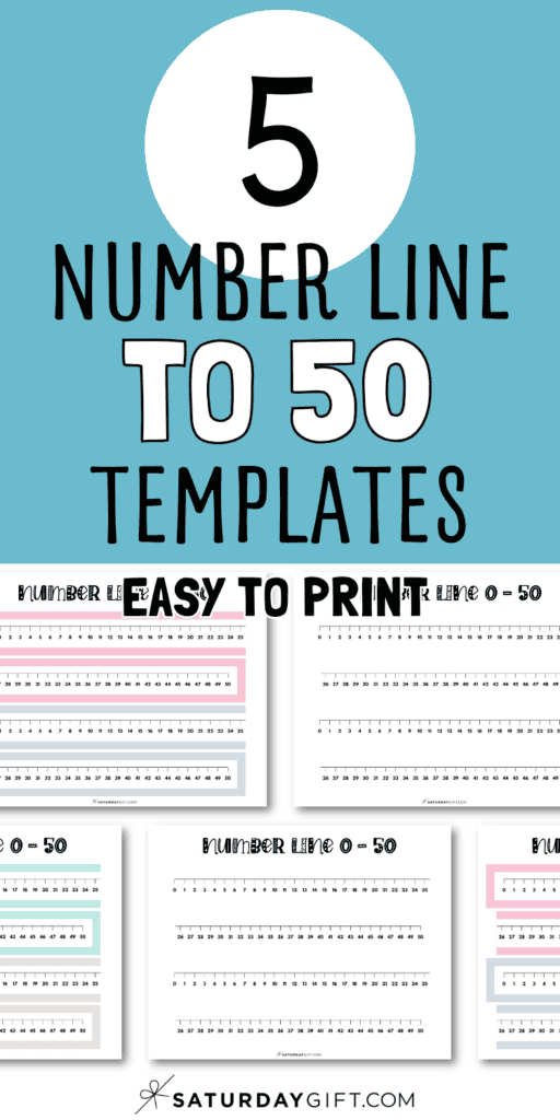 5 Number Line to 50 Templates - Easy to Print | SaturdayGift