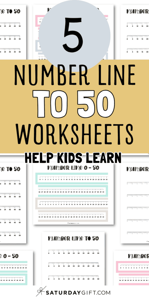 5 Number Line to 50 Worksheets - Help Kids Learn | SaturdayGift
