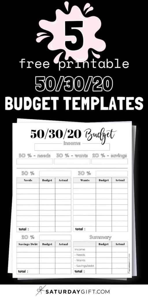 5 Printable 50_30_20 Budget Templates | SaturdayGift