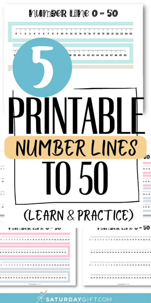 5 Printable Number Lines to 50 - Learn & Practice | SaturdayGift