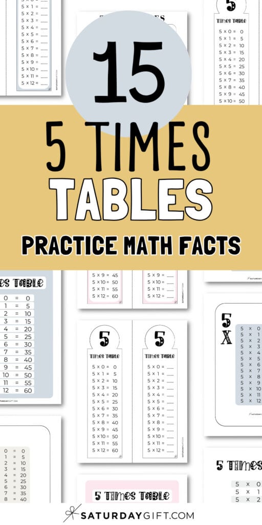 5 Times Tables - Practice Math Facts | SaturdayGift