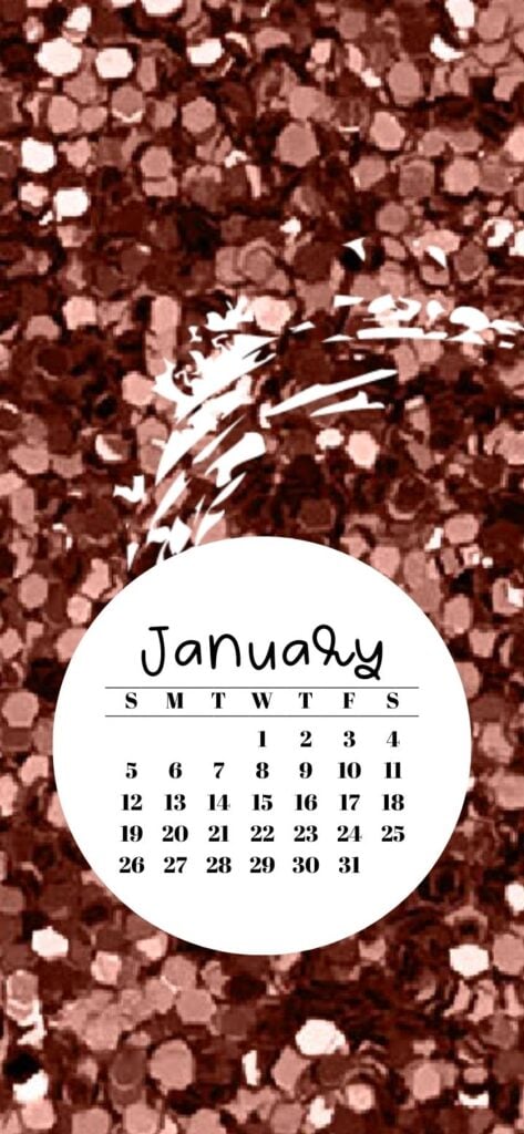 5. Glitter Rose Gold Wallpaper & January 2025 Calendar SaturdayGift
