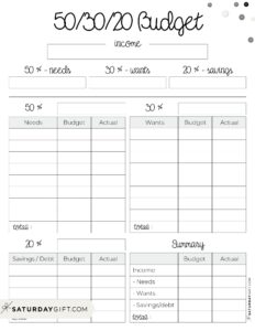 50/30/20 Budget Templates - 5 Cute (&Free!) Budgeting Planners
