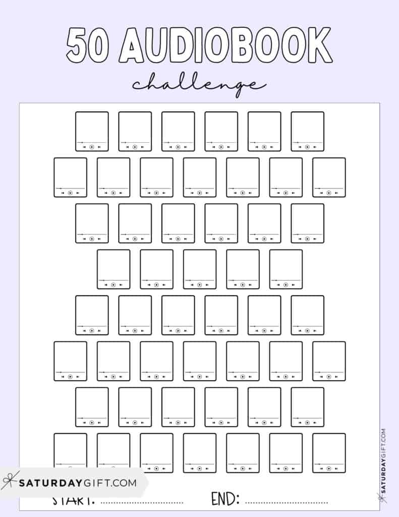 50 Audiobook Challenge Printable Free Lilac