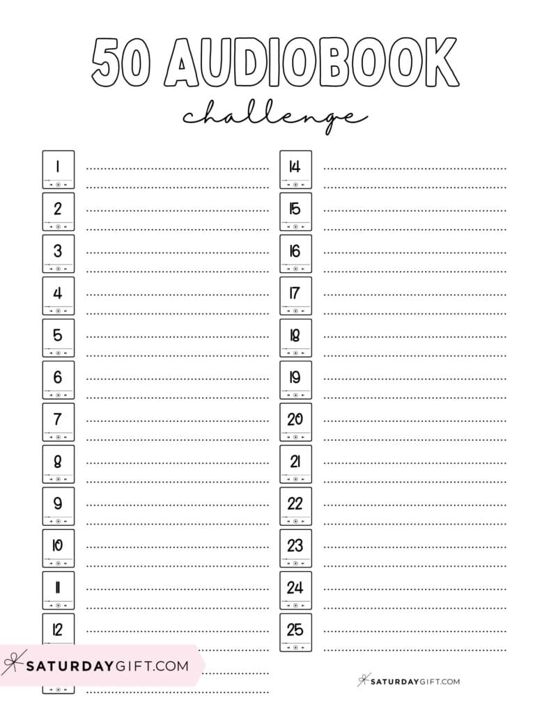 50 Audiobook Reading Journal Page 1