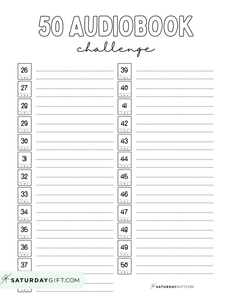 50 Audiobook Reading Journal Page 2