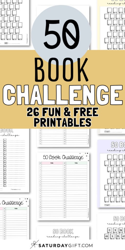 50 Book Challenge 26 Fun& Free Printables | SaturdayGift