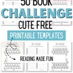 50 Book Challenge Cute Free Printable Templates | SaturdayGift