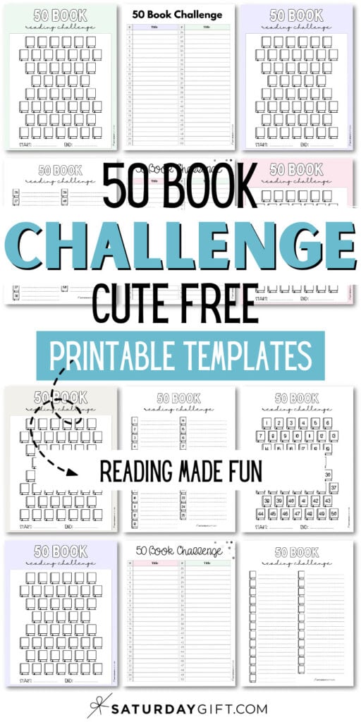 50 Book Challenge Cute Free Printable Templates | SaturdayGift