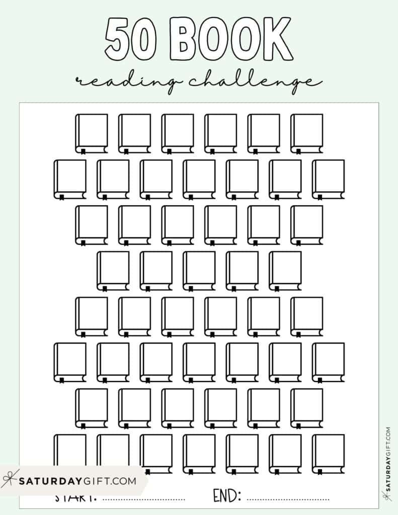 50 Book Challenge Printable Free Green