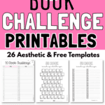 50 Book Challenge Printables - 24 Aesthetic Free Templates | SaturdayGift