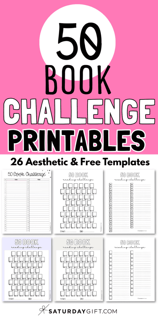 50 Book Challenge Printables - 24 Aesthetic Free Templates | SaturdayGift
