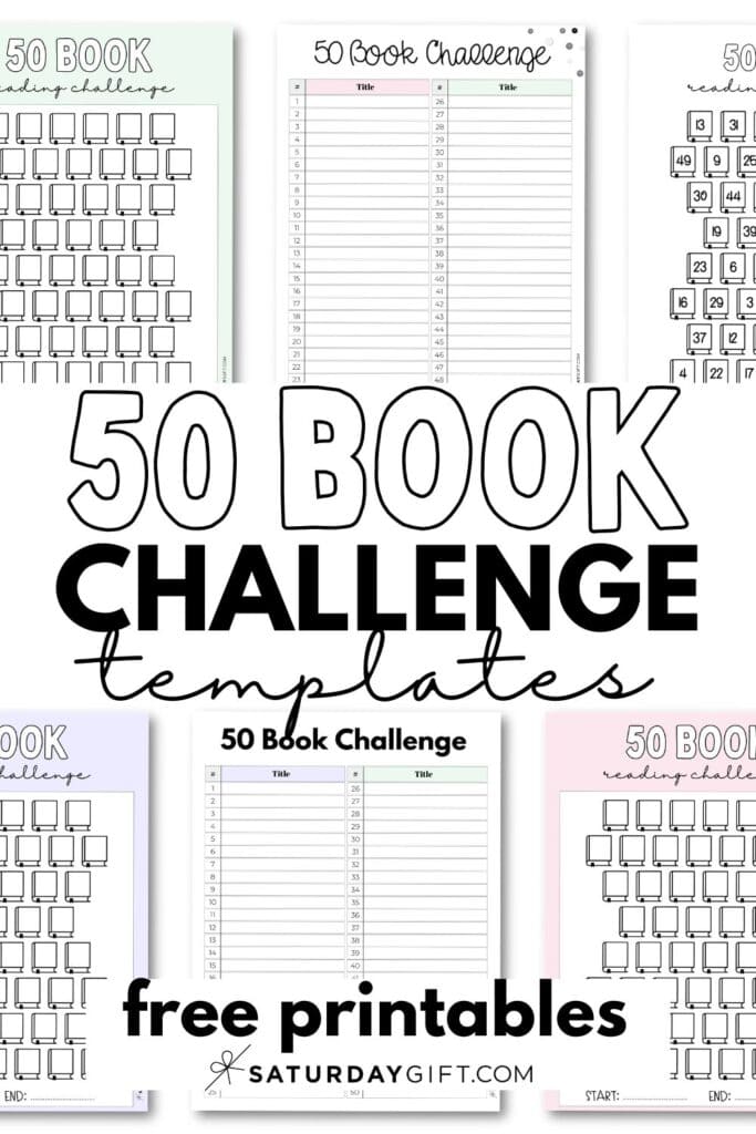 50 Book Challenge Template Aesthetic Free Printable PDFs | SaturdayGift