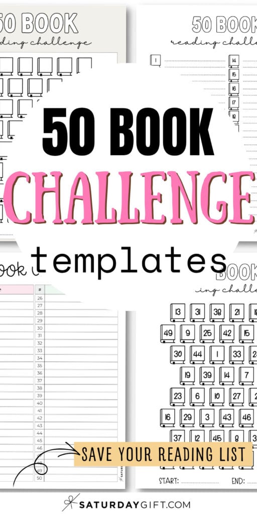 50 Book Challenge Templates - Save Your Reading List | SaturdayGift