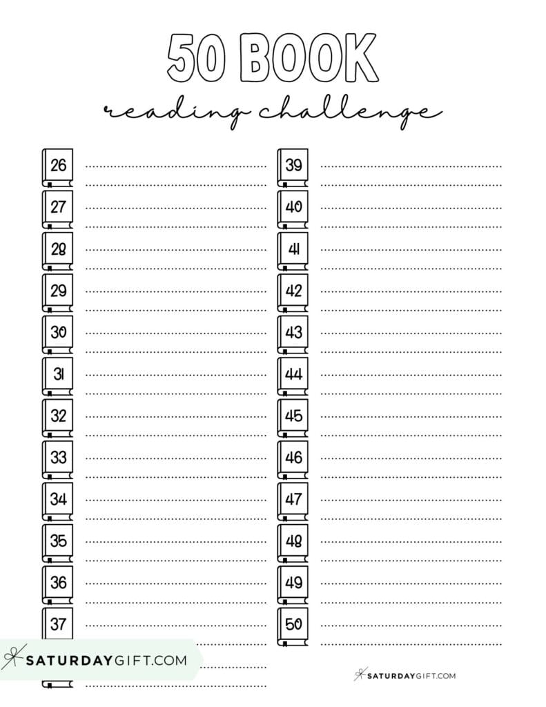 50 Book Reading Journal Page 2