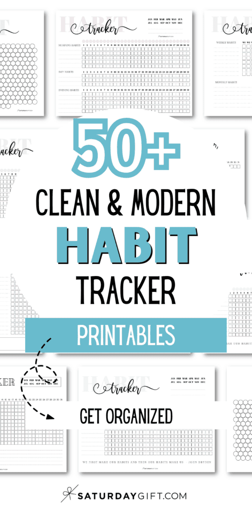 50+ Clean and Modern Habit Tracker Printables | SaturdayGift