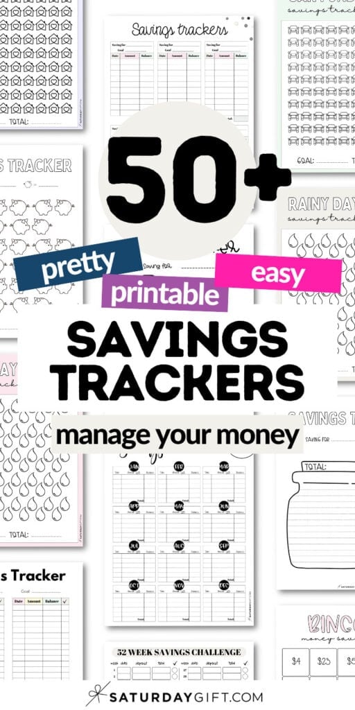 50+ Pretty and Printable Savings Trackers | SaturdayGift