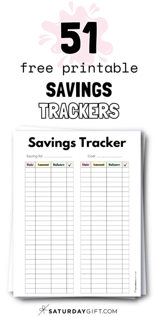 51 Free Printable Savings Trackers | SaturdayGift