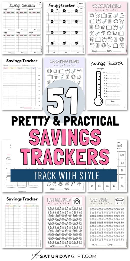 51 Pretty and Practical Savings Trackers | SaturdayGift