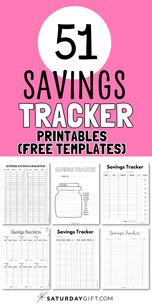 51 Savings Tracker Printables | SaturdayGift