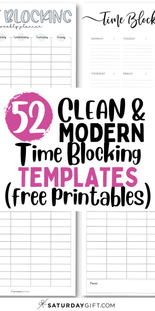 52 Clean and Modern Time Blocking Templates | SaturdayGift