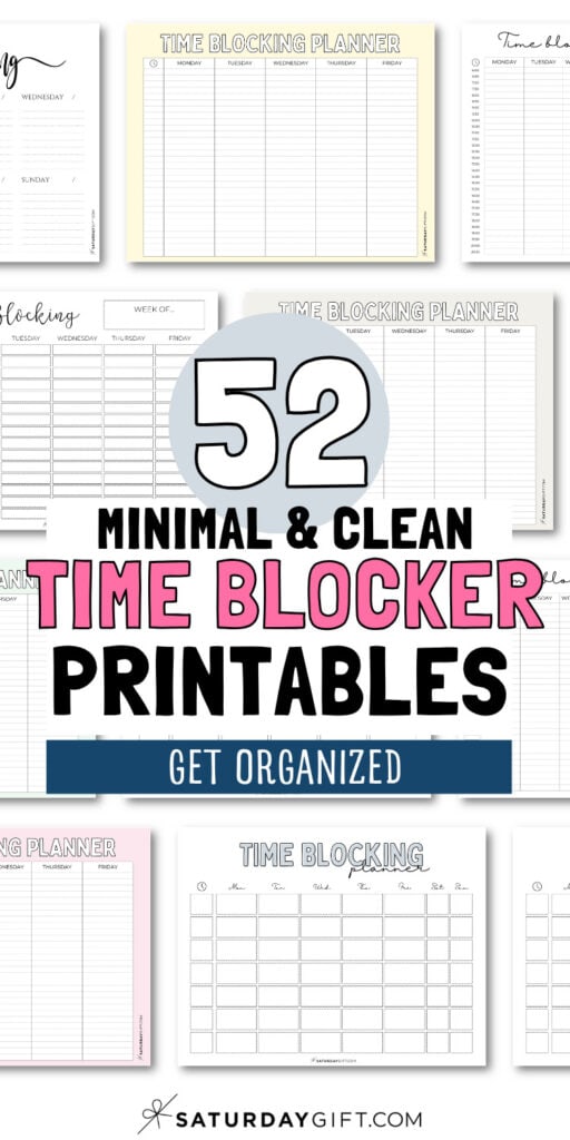 52 Minimal and Clean Time Blocker Printables | SaturdayGift