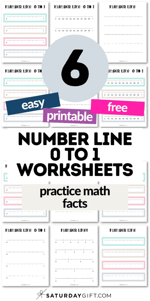 6 Easy Printable & Free Number Line 0 to 1 Worksheets - Practice Math Facts | SaturdayGift