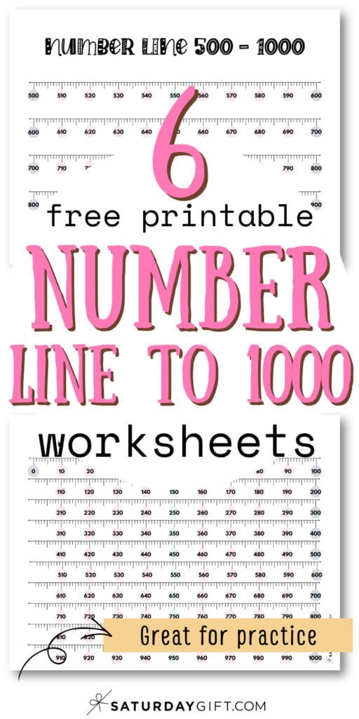6 Free Printable Number Line to 1000 Worksheets - Great for Practice | SaturdayGift