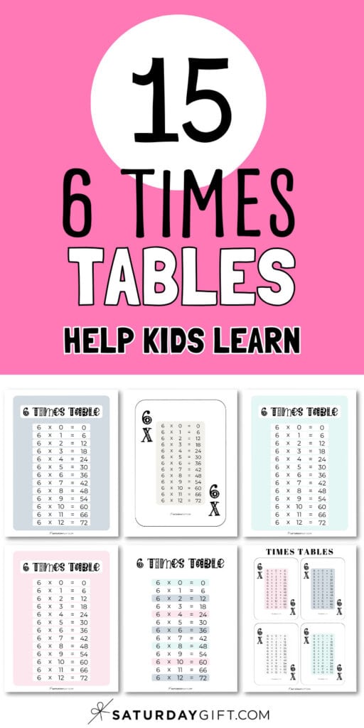 6 Times Tables - Help Kids Learn | SaturdayGift
