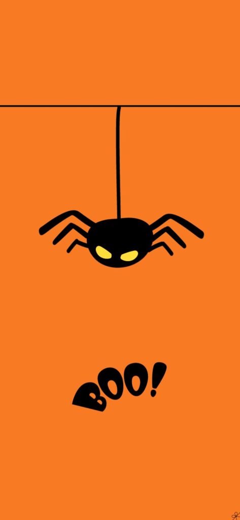 6. Black Spider Phone Wallpaper on Orange Background | SaturdayGift