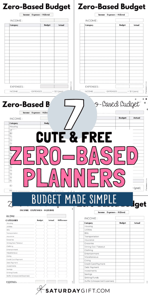 7 Cute and Free Zero-Based PLanners | SaturdayGift