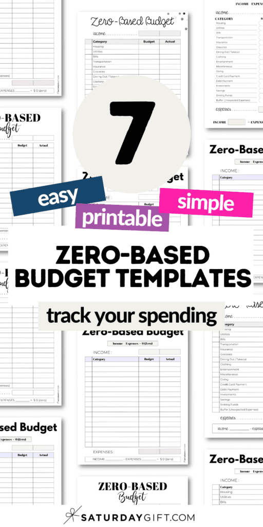 7 Easy and Printable Zero-Based Budget Templates | SaturdayGift