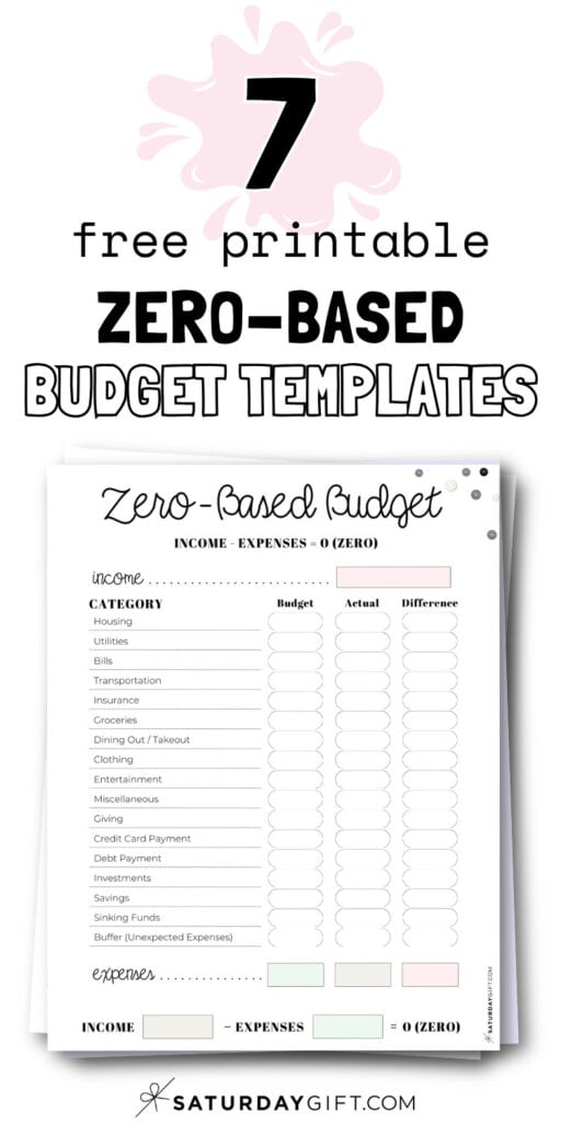 7 Free Printable Zero-Based Budget Planners | SaturdayGift