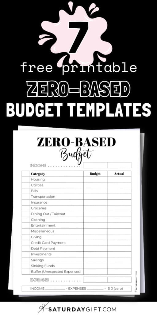 7 Free Printable Zero-Based Budget Templates PDFs | SaturdayGift