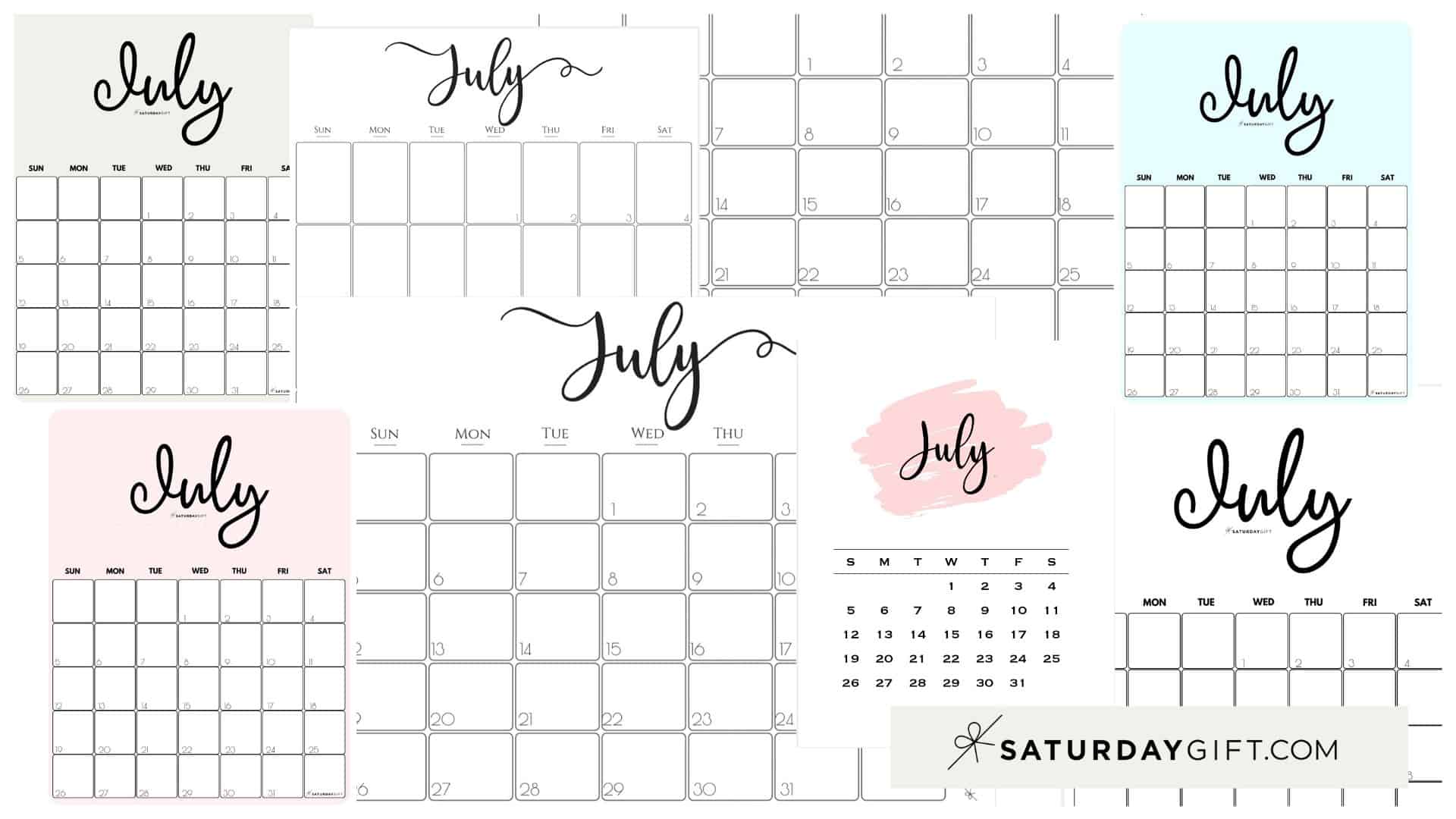 July 2023 Calendar - 9 Cute & Free Printables | Saturdaygift