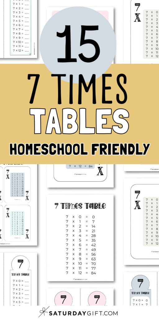7 Times Tables - Homeschool Friendly | SaturdayGift